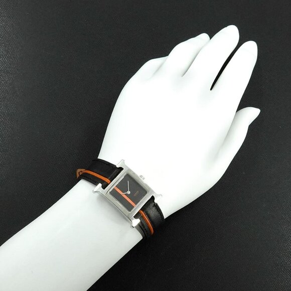 HERMES H Watch Orange Black Dial Quartz Ladies HH1 210 Watch 90271498